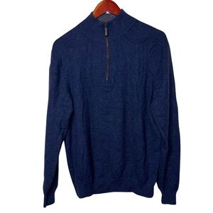 KINROSS Navy Blue Cashmere Quarter Zip Pullover sz L
